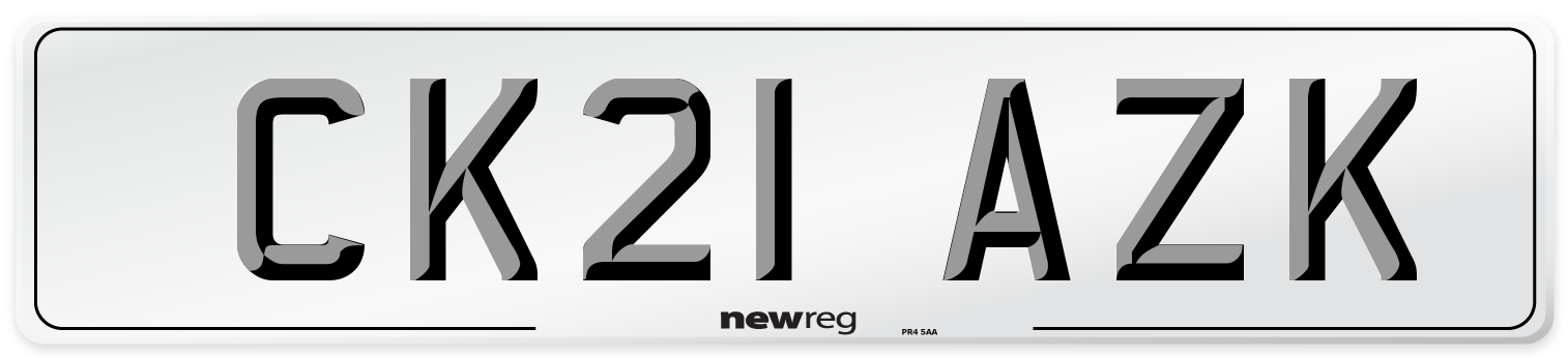 CK21 AZK Number Plate from New Reg